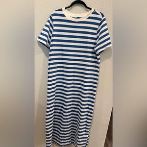 Old Navy Blue and White Striped Maxi Tee Dress